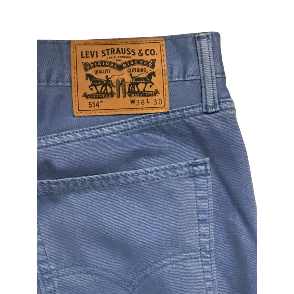 LEVI 514 MEN JEANS W38 L31 CORNFLOWER BLUE BRUSHED COTTON